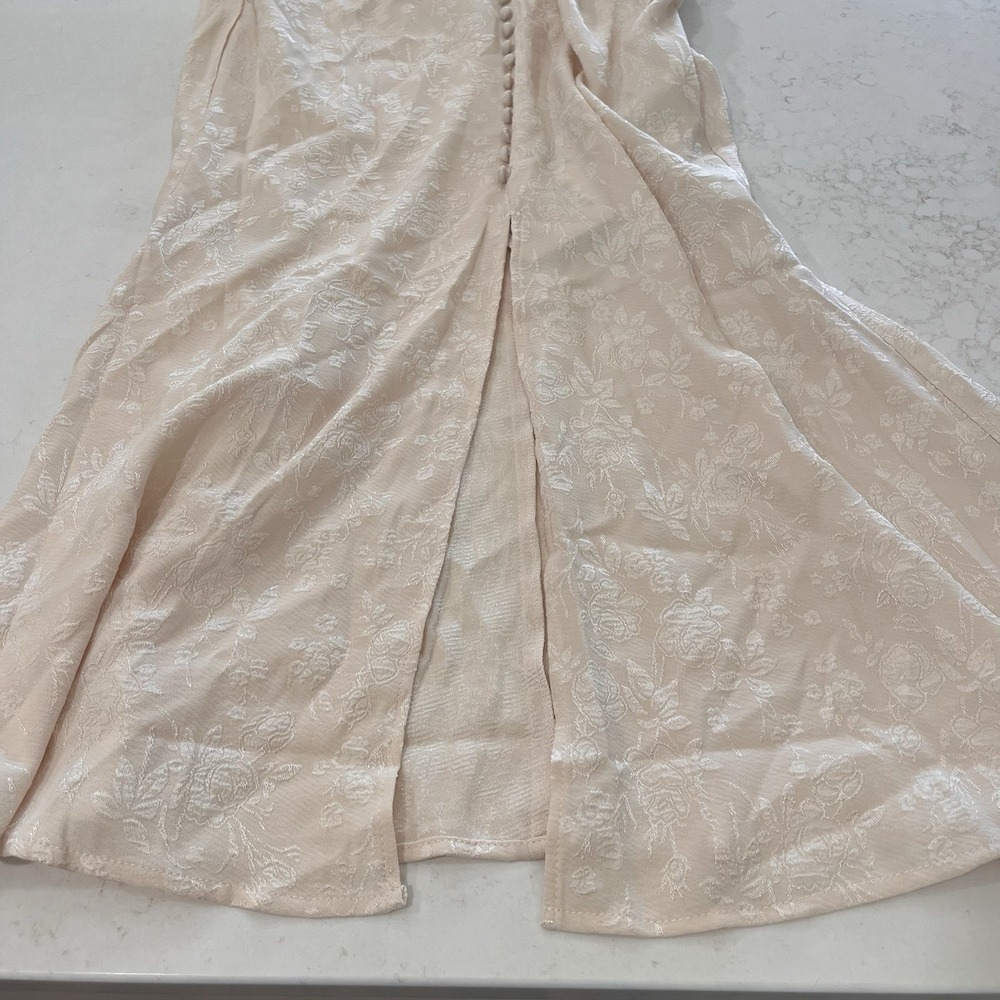 MOTF Texture Jaquard Floral Button Split Hem Wedding Bridal Dress Fit Flare 4 - Picture 8 of 8